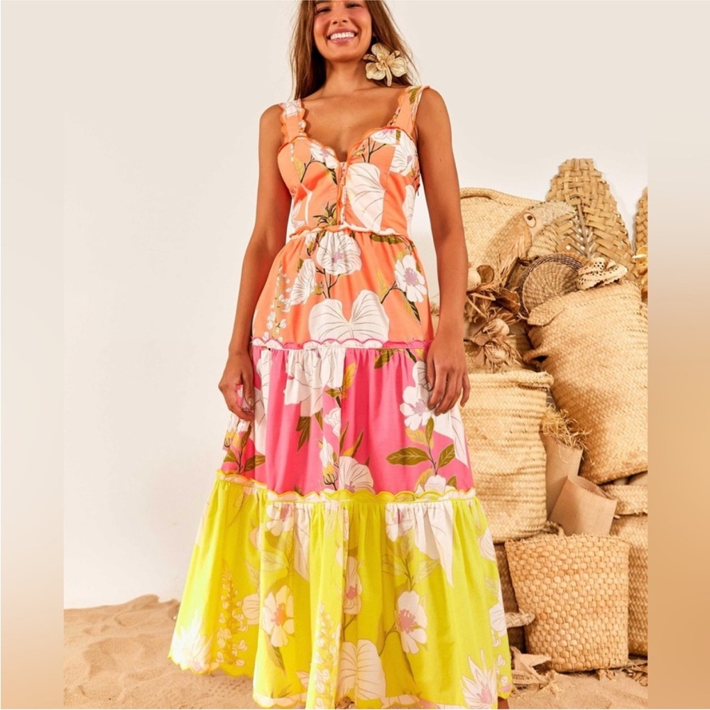Mixed Neon Garden Midi Farm Rio NWT never worn